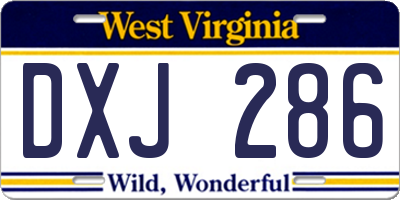 WV license plate DXJ286