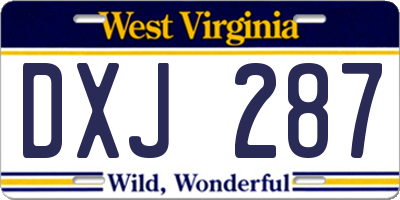 WV license plate DXJ287