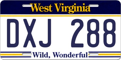 WV license plate DXJ288