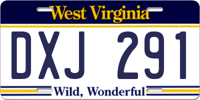 WV license plate DXJ291
