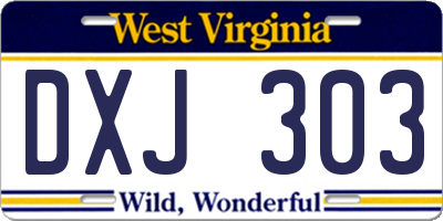 WV license plate DXJ303