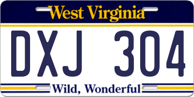 WV license plate DXJ304
