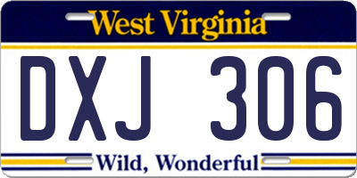 WV license plate DXJ306