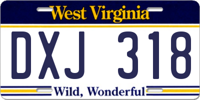 WV license plate DXJ318