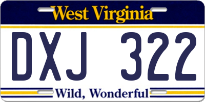 WV license plate DXJ322