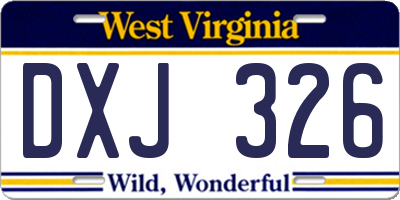 WV license plate DXJ326