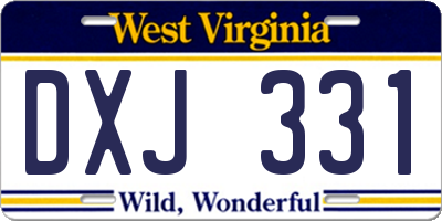 WV license plate DXJ331