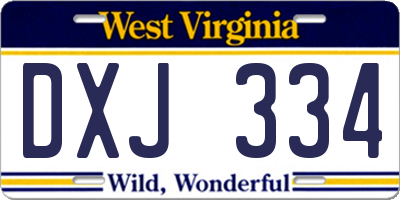 WV license plate DXJ334