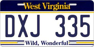WV license plate DXJ335