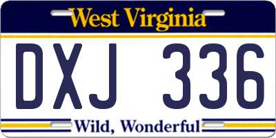 WV license plate DXJ336