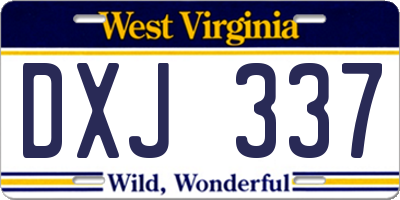WV license plate DXJ337