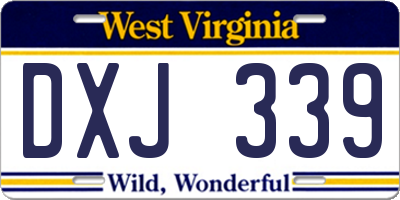 WV license plate DXJ339