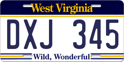 WV license plate DXJ345