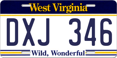 WV license plate DXJ346