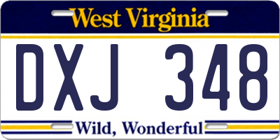 WV license plate DXJ348