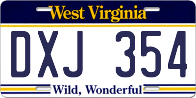 WV license plate DXJ354