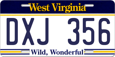WV license plate DXJ356