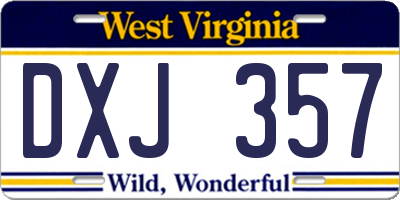 WV license plate DXJ357
