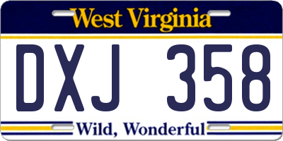 WV license plate DXJ358