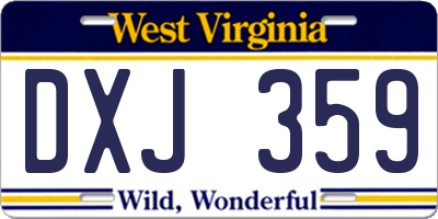 WV license plate DXJ359