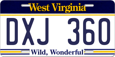WV license plate DXJ360