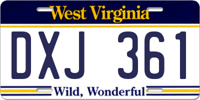 WV license plate DXJ361