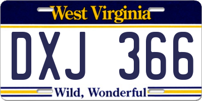 WV license plate DXJ366