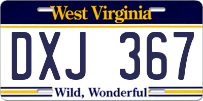 WV license plate DXJ367