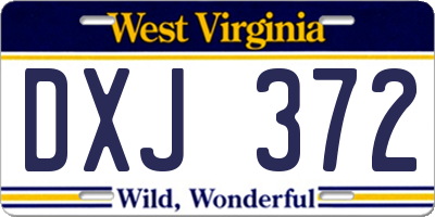 WV license plate DXJ372