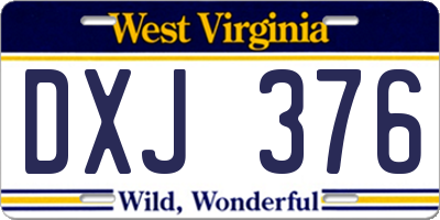 WV license plate DXJ376