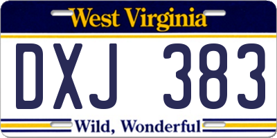 WV license plate DXJ383