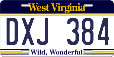WV license plate DXJ384