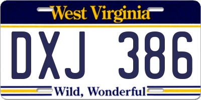 WV license plate DXJ386