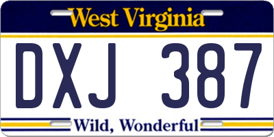 WV license plate DXJ387