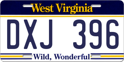 WV license plate DXJ396