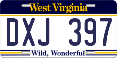 WV license plate DXJ397