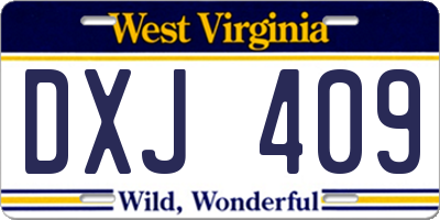 WV license plate DXJ409