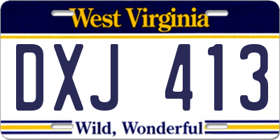 WV license plate DXJ413