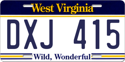 WV license plate DXJ415