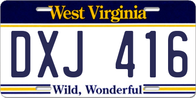 WV license plate DXJ416