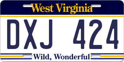 WV license plate DXJ424