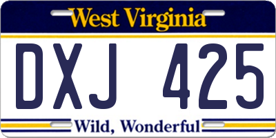 WV license plate DXJ425