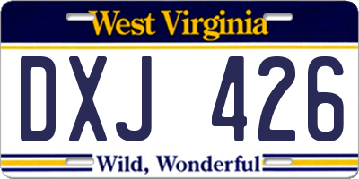 WV license plate DXJ426