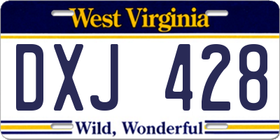 WV license plate DXJ428
