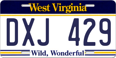 WV license plate DXJ429