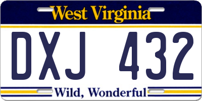 WV license plate DXJ432