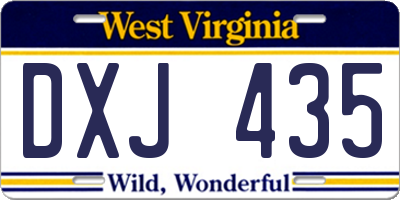 WV license plate DXJ435