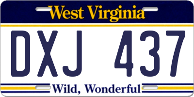 WV license plate DXJ437