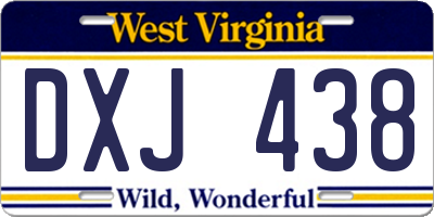 WV license plate DXJ438