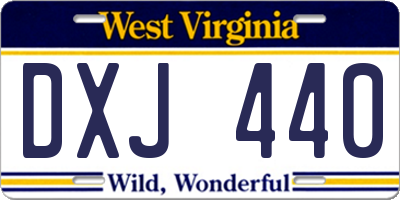 WV license plate DXJ440
